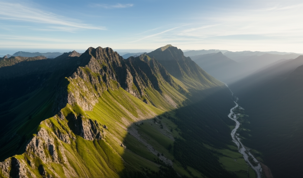Drone flying over landscape